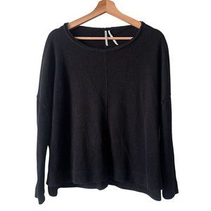 Anthropologie Waffle Knit Thermal Long sleeve Shirt XXS Black